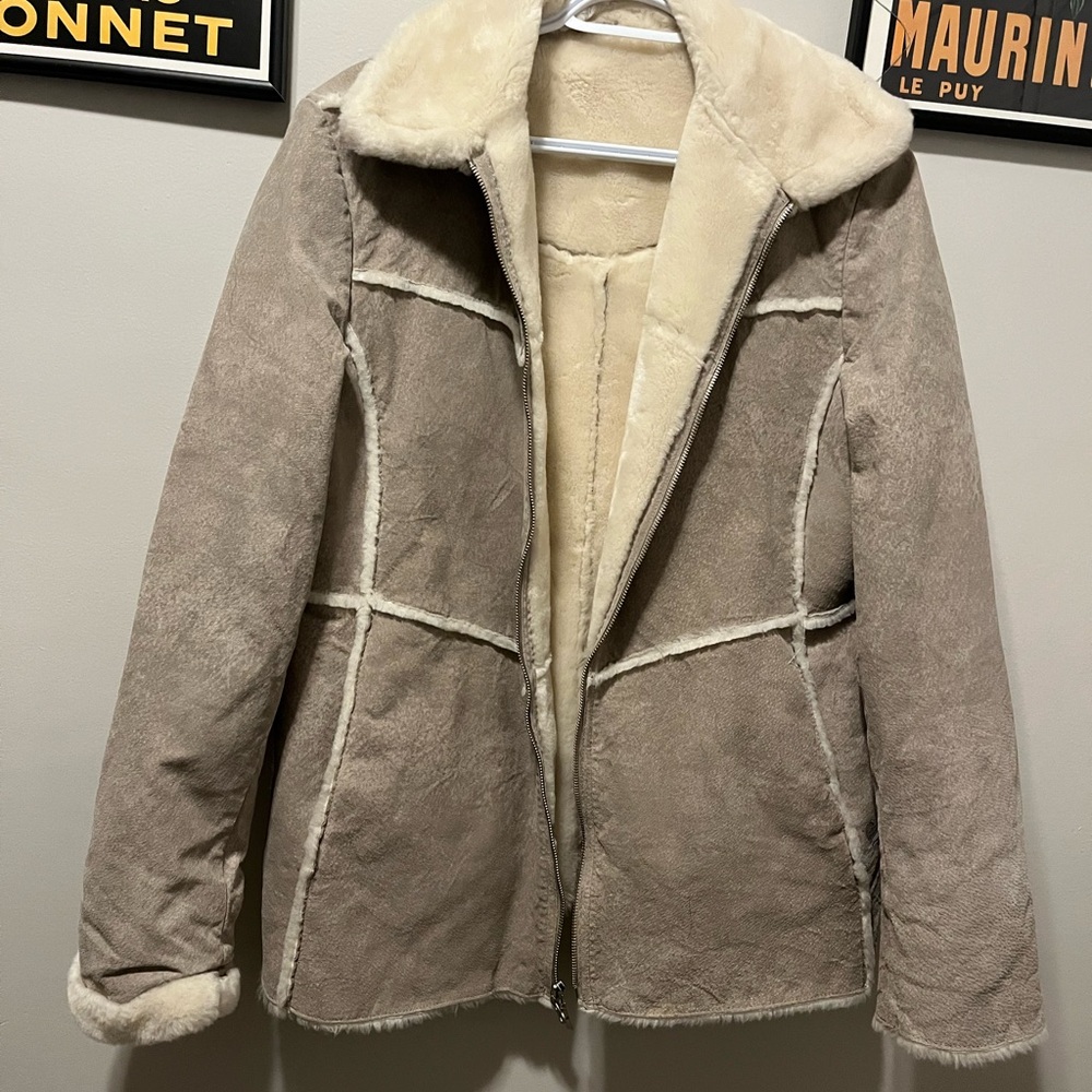Ricki's Cream and Tan genuine leather Jacket
